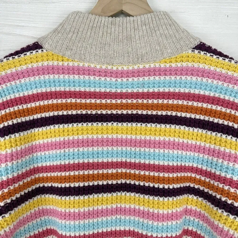 Talbots Mockneck Sweater Women L Happy Stripe Classic Cotton Blend Preppy Fun‎ - Picture 8 of 15